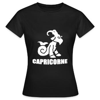capricorne - T-shirt Femme - noir - Devant - AI Model Female 172 dark (172cm)