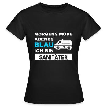 Morgens Müde Abends Blau Sanitäter - Frauen T-Shirt - Schwarz - Vorne - AI Model Female 172 dark (172cm)