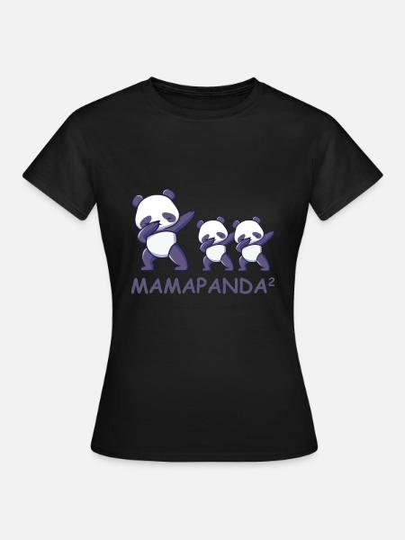 Schwanger werdene Mutter Zwillinge Panda - Frauen T-Shirt - Schwarz