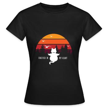 Retro Cat Dead Grief Emotional Gift Angel - Women's T-Shirt - black - Front - AI Model Female 172 dark (172cm)