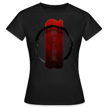 Bannière japonaise de la bravoure : force et courage - T-shirt Femme - noir - Devant - AI Model Female 172 dark (172cm)