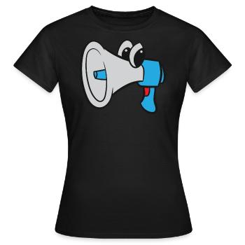 Megafon / Megaphone - Blau mit Augen - Frauen T-Shirt - Schwarz - Vorne - AI Model Female 172 dark (172cm)