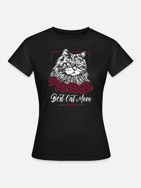 Best Cat Mom Ever - Geschenk für Katzenliebhaber - Frauen T-Shirt - Schwarz