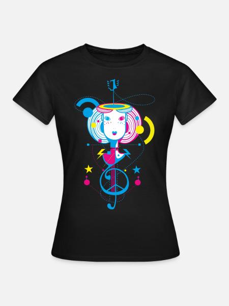 Melodie Musikalisches T-Shert Girl Note - Frauen T-Shirt - Schwarz