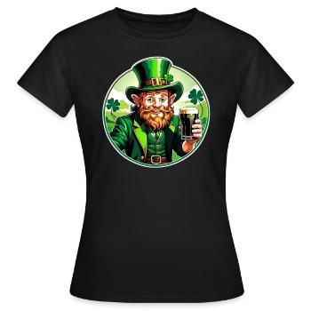 Leprechaun avec une Irish Stout St Patricks Day - T-shirt Femme - noir - Devant - AI Model Female 172 dark (172cm)