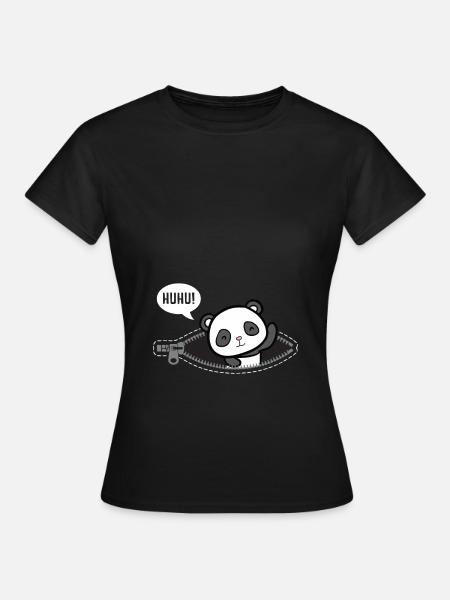 Huhu Ich bin da Baby Panda Geburt Geschenk - Frauen T-Shirt - Schwarz