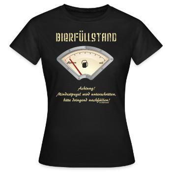 AD - Bierfüllstand Anzeige auf Reserve - Achtung - Frauen T-Shirt - Schwarz - Vorne - AI Model Female 172 dark (172cm)