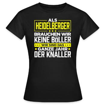HEIDELBERGER - Böller - Frauen T-Shirt - Schwarz - Vorne - AI Model Female 172 dark (172cm)