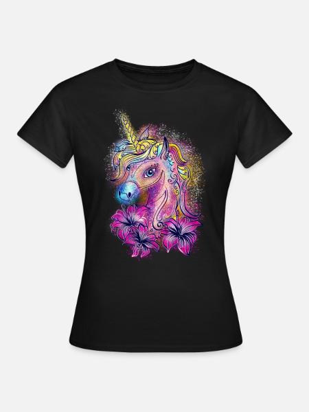 Unicorn, rainbow, fantasy, magic, horse, pony - Women's T-Shirt - black