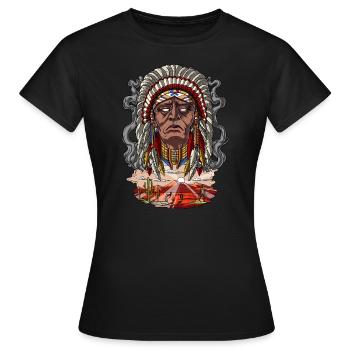 Native American Chief Indian Headdress - Women's T-Shirt - black - Front - AI Model Female 172 dark (172cm)