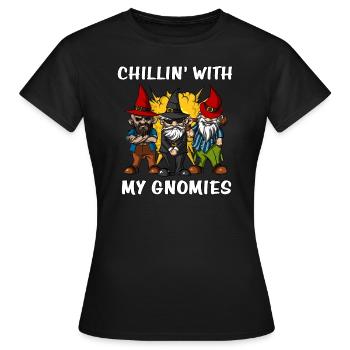 Chillin With My Gnomies Fantasy Garden Gnomes - T-shirt Femme - noir - Devant - AI Model Female 172 dark (172cm)