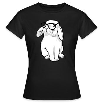 Hipster Rabbit mit Geek-Brille - Frauen T-Shirt - Schwarz - Vorne - AI Model Female 172 dark (172cm)