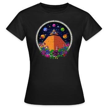 Pyramide Egyptienne - Voyage Psychédélique - Oeil Voyant - T-shirt Femme - noir - Devant - AI Model Female 172 dark (172cm)