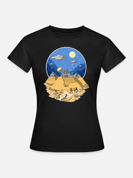 UFO Aliens Egyptian Pyramids - Women's T-Shirt - black