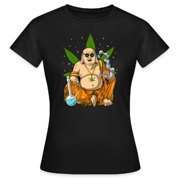 Buddha Smoking Weed - Women's T-Shirt - black - Front - AI Model Female 172 dark (172cm)