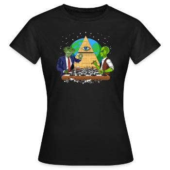Illuminati Alien Conspiracy - Frauen T-Shirt - Schwarz - Vorne - AI Model Female 172 dark (172cm)