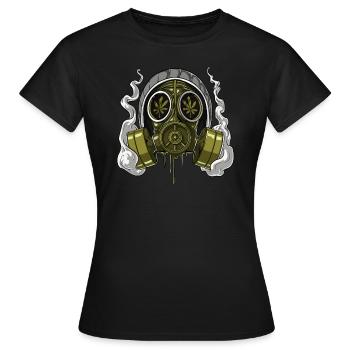 Weed Stoner Gasmaske - Frauen T-Shirt - Schwarz - Vorne - AI Model Female 172 dark (172cm)