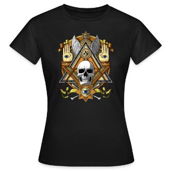 Crâne Illuminati maçonnique - T-shirt Femme - noir - Devant - AI Model Female 172 dark (172cm)