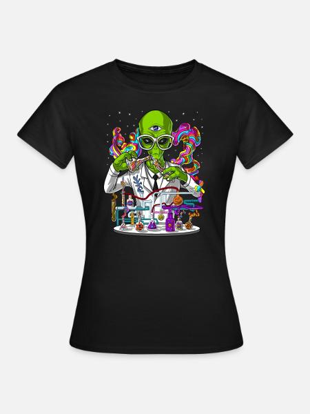 Alien Psychedelic Scientist - Frauen T-Shirt - Schwarz