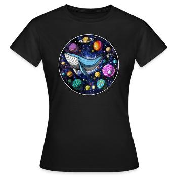 Psychedelic Whale - Women's T-Shirt - black - Front - AI Model Female 172 dark (172cm)