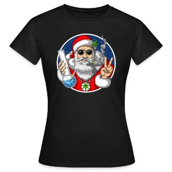 Santa Smoking Weed - Women's T-Shirt - black - Front - AI Model Female 172 dark (172cm)