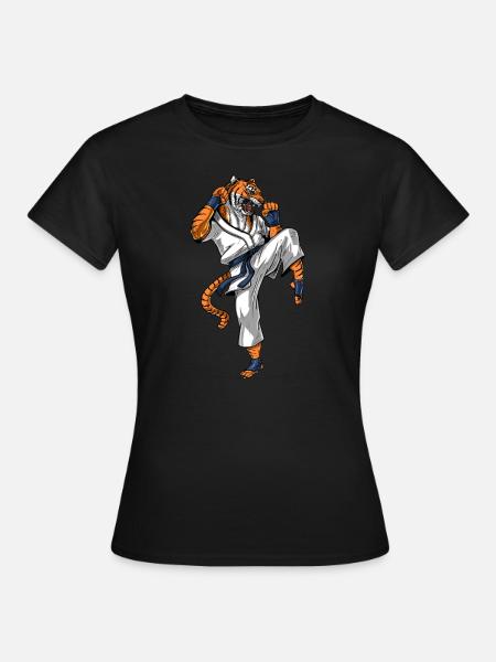 Tigre, karate - Camiseta mujer - negro