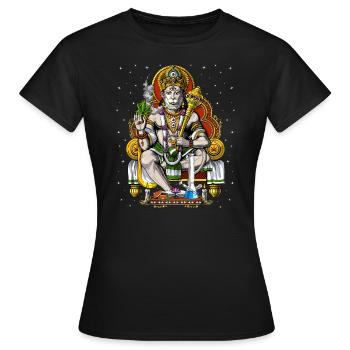 Hanuman Stoner fumant de l’herbe - T-shirt Femme - noir - Devant - AI Model Female 172 dark (172cm)