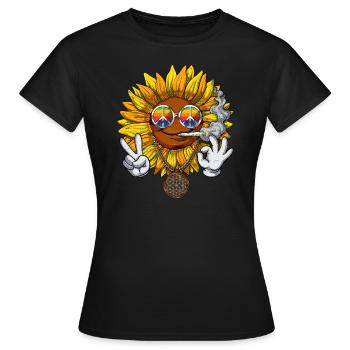 Tournesol Hippie Stoner - T-shirt Femme - noir - Devant - AI Model Female 172 dark (172cm)