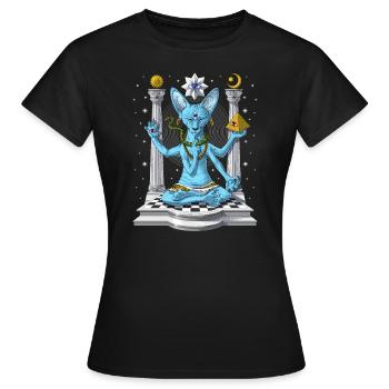 Sphynx Chat Psychédélique Shiva - T-shirt Femme - noir - Devant - AI Model Female 172 dark (172cm)