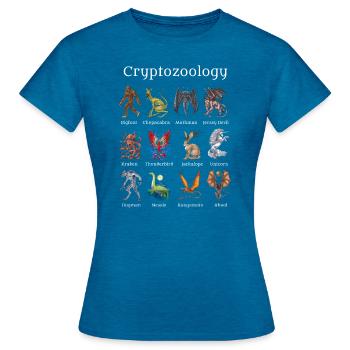 Cryptozoology Creatures - Women's T-Shirt - antique blue sapphire heather - Front - AI Model Female 172 dark (172cm)