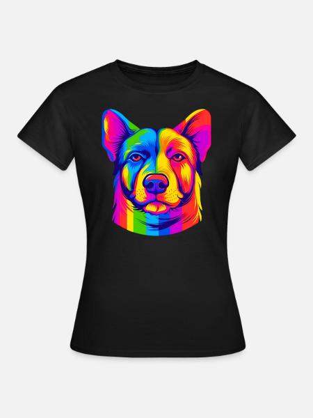 Regenbogen Hund - Frauen T-Shirt - Schwarz