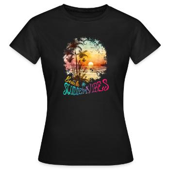 Beach Summer Vibes Surfer Geschenk - Frauen T-Shirt - Schwarz - Vorne - AI Model Female 172 dark (172cm)