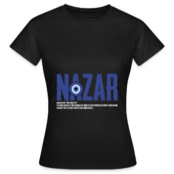 Nazar Le regard maléfique regarde le monde, - T-shirt Femme - noir - Devant - AI Model Female 172 dark (172cm)