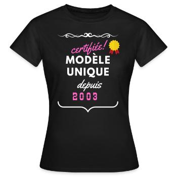 certifiée modèle unique depuis 2003 - T-shirt Femme - noir - Devant - AI Model Female 172 dark (172cm)