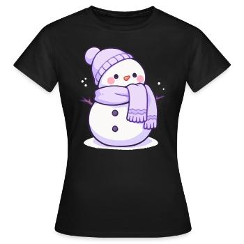 Süßer Weihnachts Schneemann - Festtags-Design - Frauen T-Shirt - Schwarz - Vorne - AI Model Female 172 dark (172cm)