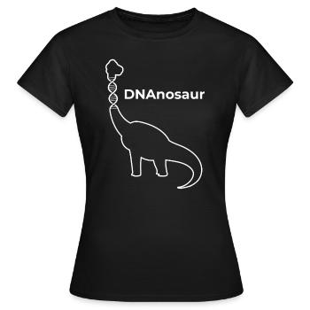 DNAnosaur - Dinosaurier mit DNA als Hals - Frauen T-Shirt - Schwarz - Vorne - AI Model Female 172 dark (172cm)