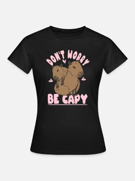 Capybara Don't Worry Be Capy Panama-Capybara - T-shirt dam - svart