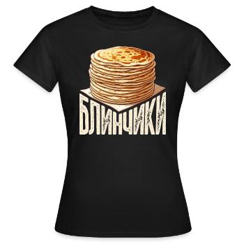 Blini Crêpes Russes Crêpes Russes - T-shirt Femme - noir - Devant - AI Model Female 172 dark (172cm)