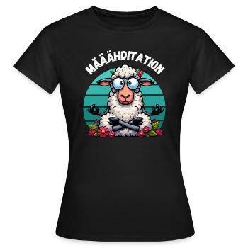 Meditation Yoga Schaf Lotussitz Lustig Yogalehrer - Frauen T-Shirt - Schwarz - Vorne - AI Model Female 172 dark (172cm)