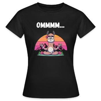 Lama Yoga Meditation Om Retro Lotussitz Lustig - Frauen T-Shirt - Schwarz - Vorne - AI Model Female 172 dark (172cm)