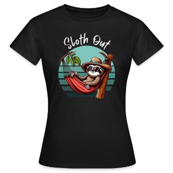 Sloth Hamac Time Out Vacances Plage Mer Fun - T-shirt Femme - noir - Devant - AI Model Female 172 dark (172cm)
