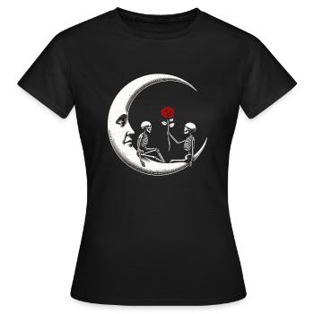 Romance Amour Gothique Lune Squelette Mort Rose Morbide - T-shirt Femme - noir - Devant - AI Model Female 172 dark (172cm)