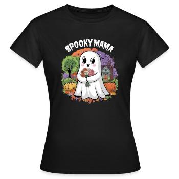 Halloween Spooky Mama Geist Trick or Treat Lustig - Frauen T-Shirt - Schwarz - Vorne - AI Model Female 172 dark (172cm)