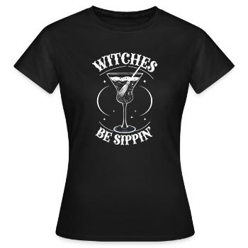 Halloween Women Witches Alcohol Girls Night Out Funny - Women's T-Shirt - black - Front - AI Model Female 172 dark (172cm)