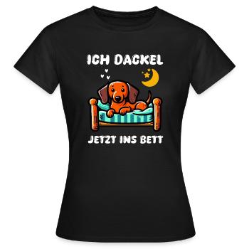 Chien Teckel Teckel Amis Lit Fatigué Sommeil Tenue - T-shirt Femme - noir - Devant - AI Model Female 172 dark (172cm)