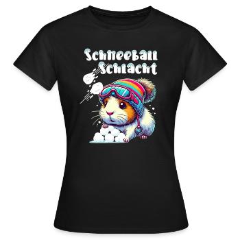 cochon d’Inde bataille de boules de neige Hiver Ski Fun - T-shirt Femme - noir - Devant - AI Model Female 172 dark (172cm)