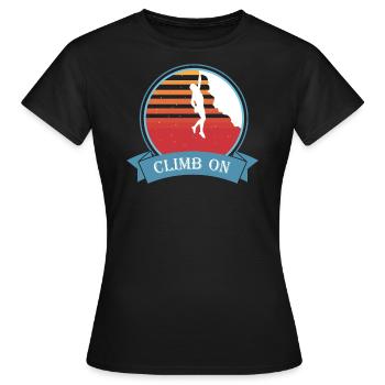 Climb On Klettern Bergsteigen Felsklettern Motiv - Frauen T-Shirt - Schwarz - Vorne - AI Model Female 172 dark (172cm)