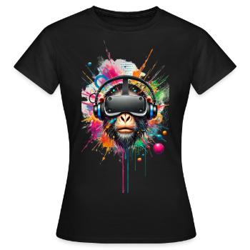 VR Affe bunt - Frauen T-Shirt - Schwarz - Vorne - AI Model Female 172 dark (172cm)