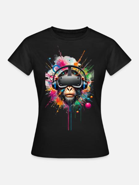 VR Affe bunt - Frauen T-Shirt - Schwarz