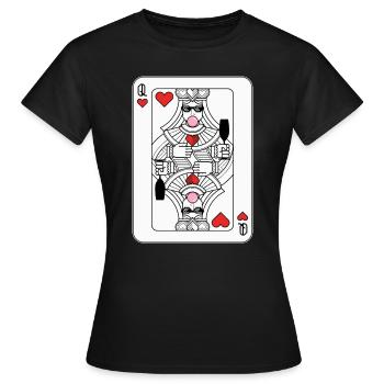 Funny Queen of Hearts Design – Party Playing Card - Women's T-Shirt - black - Front - AI Model Female 172 dark (172cm)